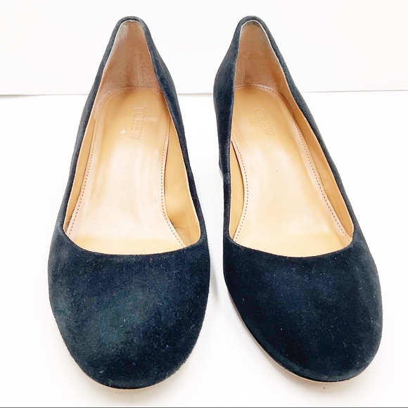 {J. Crew} Black Suede Round Toe Block Heel Pumps - Picture 15 of 16